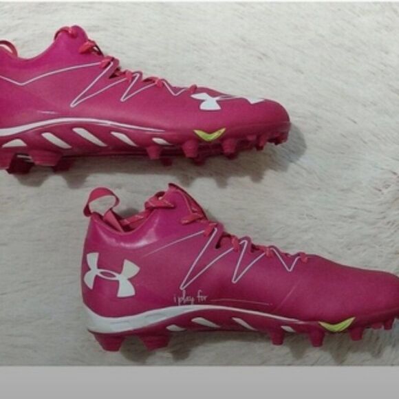Pink Under Armour Nitro Mid Football Cleats - Picture 2 of 5